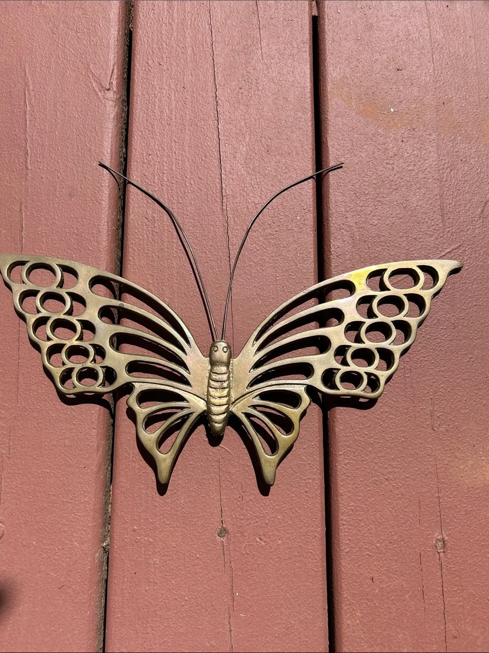 Vintage MCM Brass Butterfly Wall Decor Accent